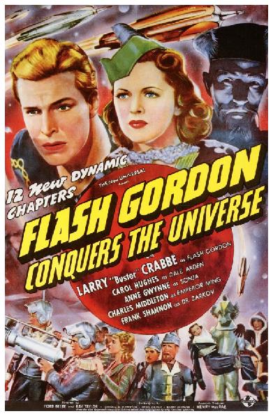 poster for "Flash Gordon Conquers The Universe" [1940] sound cliffhanger serial starring Buster Crabbe