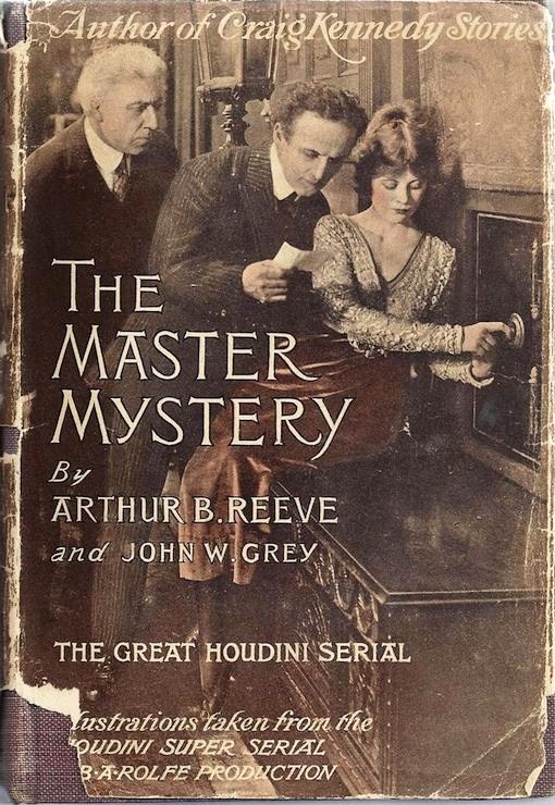 battered & torn original dustjacket for 1919 'The Master Mystery' novel by Arthur B. Reeve & John W. Grey