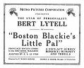 trade magazine ad for "Boston Blackie's Little Pal" 1919 silent feature