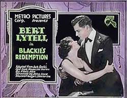 glass slide ad for "Blackie's Redemption" 1919 silent feature starring Bert Lytell as Boston Blackie