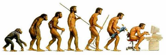 funny variation on the monkey-to-human evolution illustration