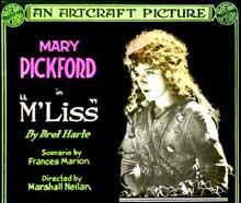 glass slide advertisement for M'Liss 1918 silent feature film starring Mary Pickford