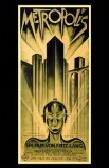 Metropolis 1927 movie poster - pale yellow half-sheet on black background