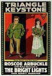 color poster for 1916 "Bright Lights" silent short starring Roscoe 'Fatty' Arbuckle