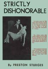 green dustcover for 'Strictly Dishonorable' hardcover playscript by Preston Sturges, published by Boni & Liveright