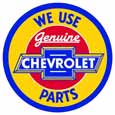 Genuine Chevrolet Parts {yellow & blue} round tin sign