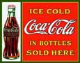 'ice cold Coca-Cola sold here' tin sign