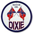 Dixie Motor Oil round tin sign