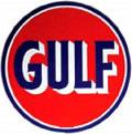 Gulf Oil gasoline round tin sign