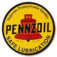 Pennzoil round tin sign