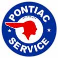 Pontiac Service round tin sign