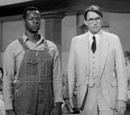 publicity still from the movie: Brock Peters as Tom Robinson and Gregory Peck as Atticus Finch