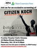 early flyer for 'Citizen Koch' documentary film