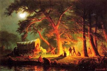 Albert Bierstadt [1830-1902] painting 'Oregon Trail (Campfire)', 1863