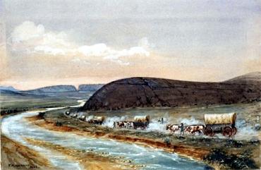 William Henry Jackson [1843-1942] painting 'Independence Rock', 1936